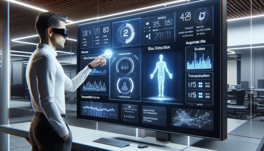 Transparent AI dashboard used in AI ethics certification programs to teach real-world applications of ethical AI governance.