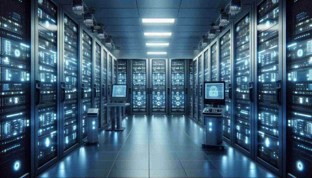 High-security server room with advanced cybersecurity infrastructure.