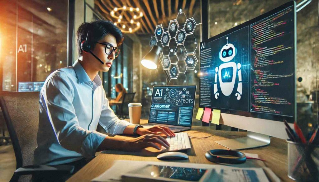 "AI specialist working on customer care systems, applying skills from AI Customer Care Certification to enhance customer service automation and personalization."